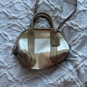 Coach Beige and White Satchel